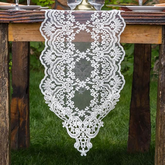 ARTABLE Rectangle Table Runner Lace Macrame Embroidered Table Runners by ARTABLE