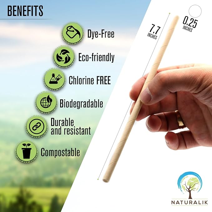 1000-Pack Sturdy Biodegradable Paper Straws Heavy-Duty, Eco-Friendly Sturdy - Image 2