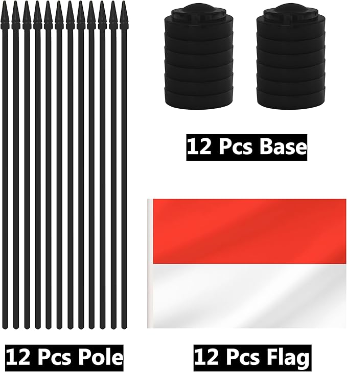 12 Pack Indonesia Desk Flags, Indonesian Desktop Flag, Small Miniature Office - Image 3