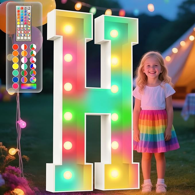 Ledido 4FT Marquee Light Up Letters, 34 Colors Changing Marquee Letter 4 Feet by Ledido