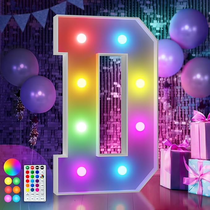 3FT Colorful Marquee Light Up Letters D, 18 Colors Light Up Alphabet Signs by Letsmakeitimpressive