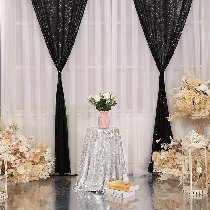 Poise3EHome Black Sequin Backdrop Curtain - Image 4