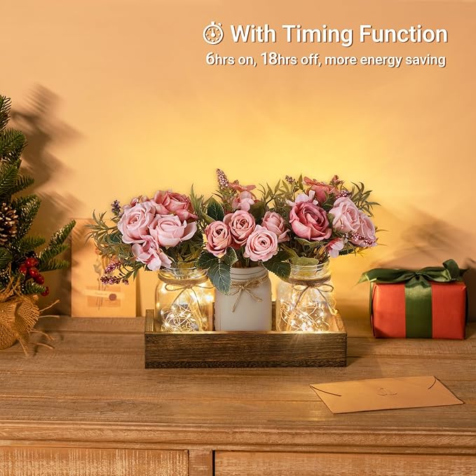 Mkono Mason Jar Lights Centerpiece Table Decorations - Image 2