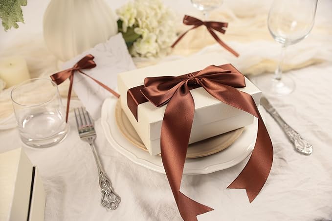 Coffee Brown Satin Ribbon 1-1/2 inch X Continuous 100 Yards, Single Face - Image 5
