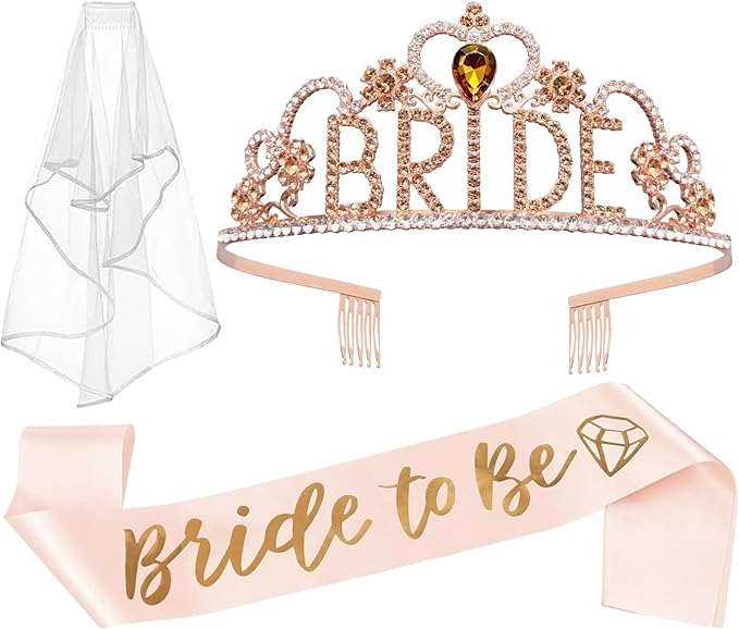 JETKONG 3 Pcs Bachelorette Party Decorations "BRIDE" Crown, Bride to Be by JETKONG