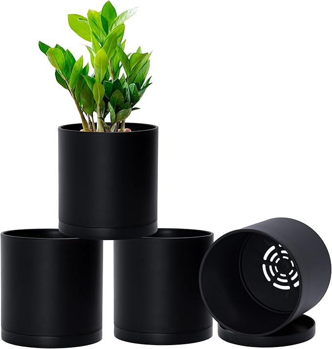 D'vine Dev 4 Pack 5.5 Inch Modern Plastic Plant Pots, Small Garden Planters by DvineDevPlanterPotsandStand