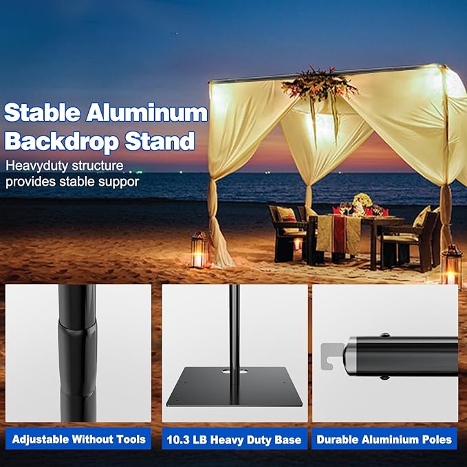 Pipe and Drape Backdrop Stand 10ftx10ft Adjustable Background Support System - Image 5