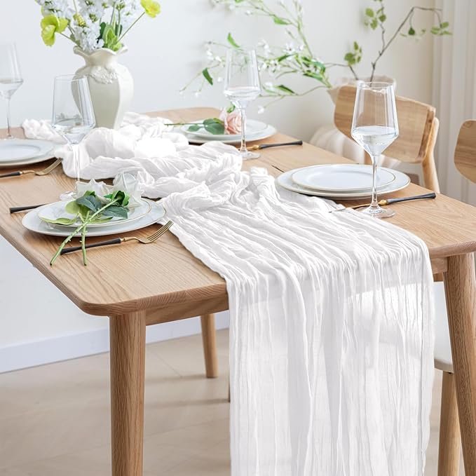 Asee'm 6pcs Cheesecloth Table Runner 120 Inches Long Ivory Boho Gauze Cheese - Image 6