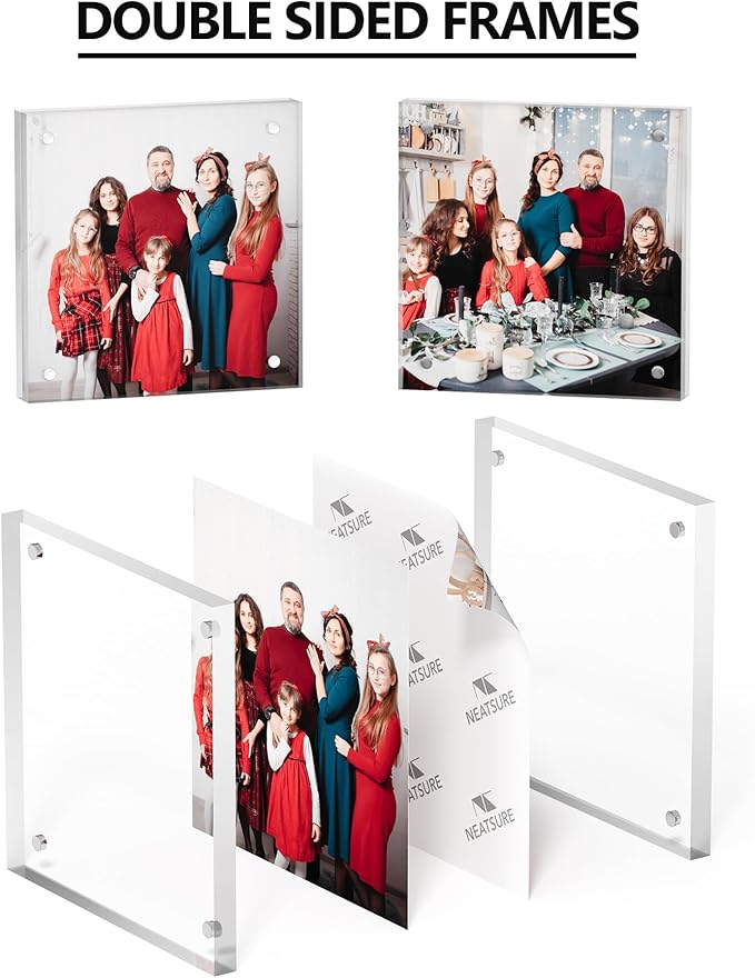 4x4 Acrylic Picture Frame 3 Pack, Desktop Display Decor Gift - Image 2
