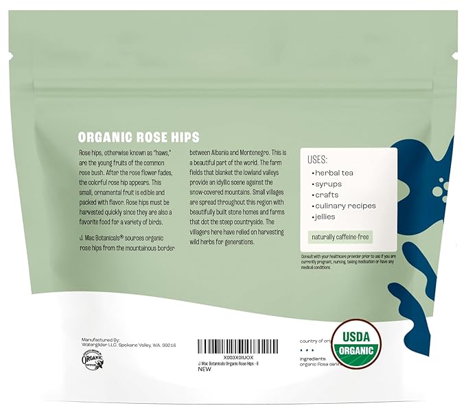 J MAC BOTANICALS Organic Rose Hips Whole, natural organic dried rose hips - Image 9