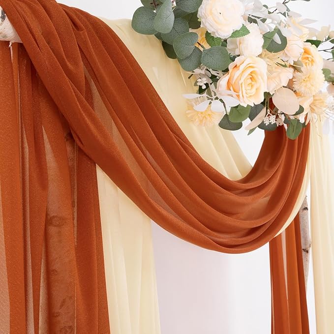 Socomi Wedding Arch Draping Fabric 29" x 20Ft 2 Panels Champagne and Terracotta - Image 4