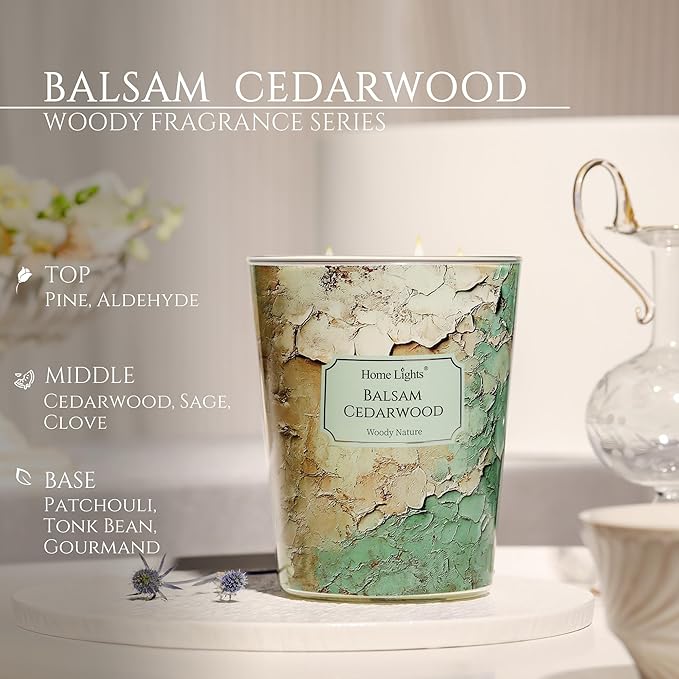 HomeLights Balsam Cedarwood Scented Candles | 34oz Soy Candles Industrial Chic - Image 3