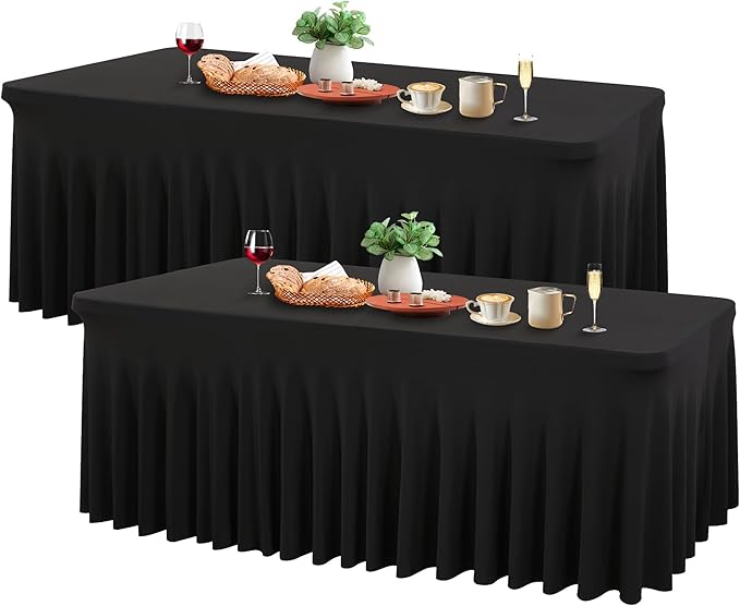 Wish Care 2 Pack Black Spandex Table Cloths by WishCare
