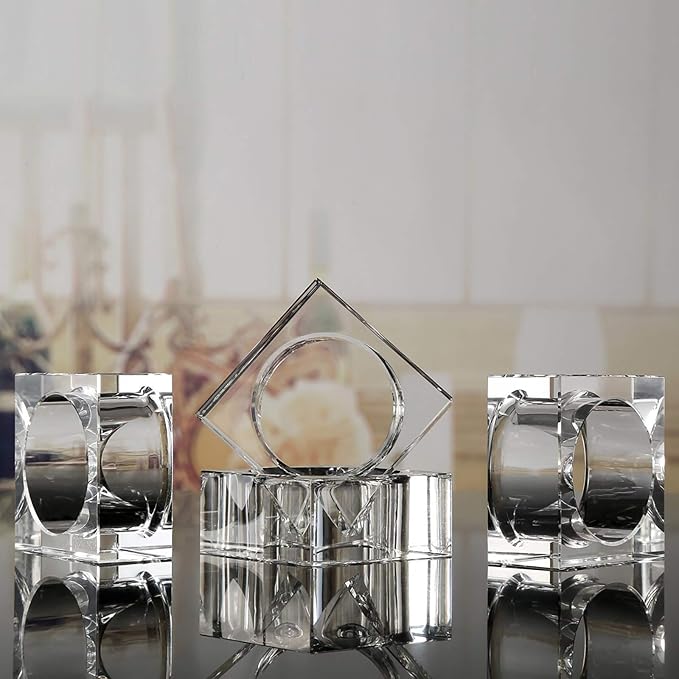Crystal Napkin Holder Rings Square Design Christmas Decorations - Image 2
