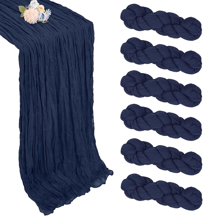 6 Pack Navy Blue Cheesecloth Table Runner 10ft Boho Gauze Fabric Cheese Cloth by Pepmily