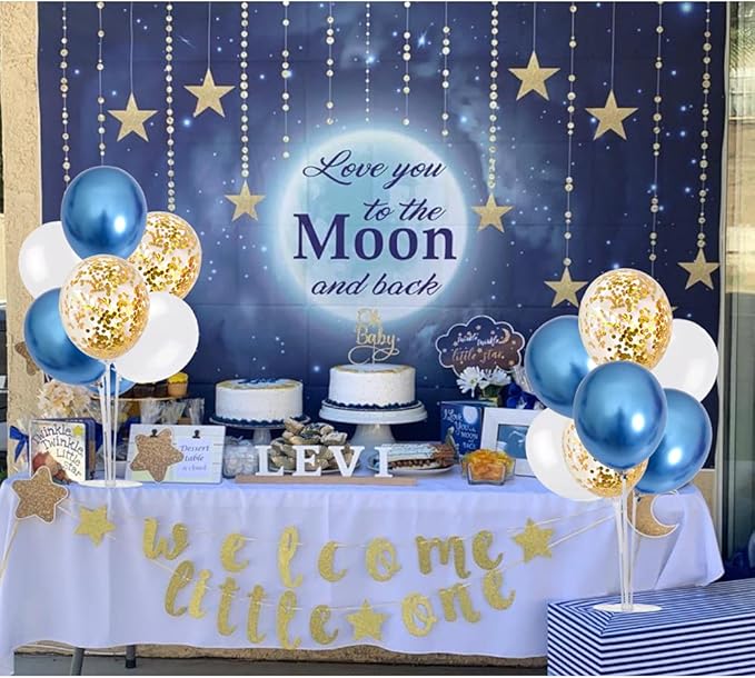 TONIFUL 4 Table Centerpiece Balloon Stand Kit Include Blue White Gold Confetti - Image 6