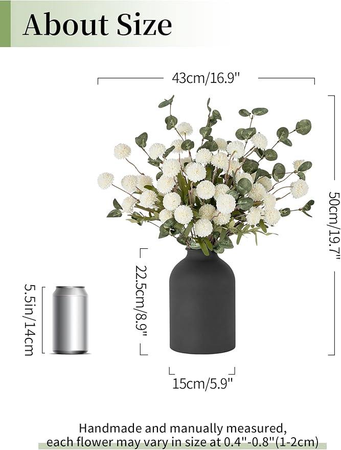 BLOSMON Fake Flowers in Vase for Centerpieces: Metal Vase - Image 3