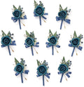 Serwalin 10Pcs Boutonniere for Men, Artificial Flowers for Wedding Decor Prom by Serwalin