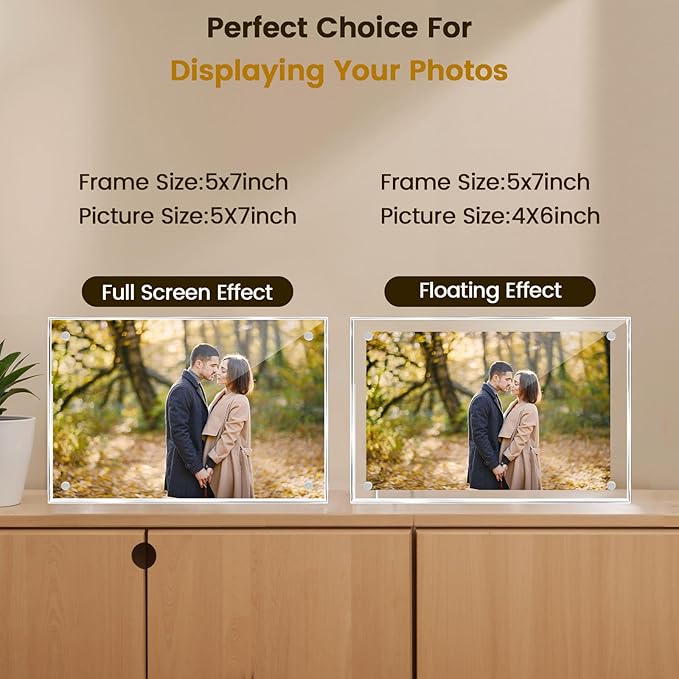JOHOUSE 2 Pack 5 x 7 Acrylic Picture Frames, Double Sided Magnetic Photo Frames - Image 9