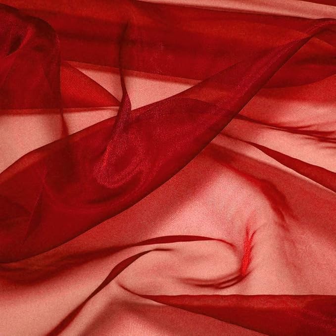 VDS Red Organza Fabric, 40 Yards Continuous, 45” Wide, Wedding Party Decoration by VDS