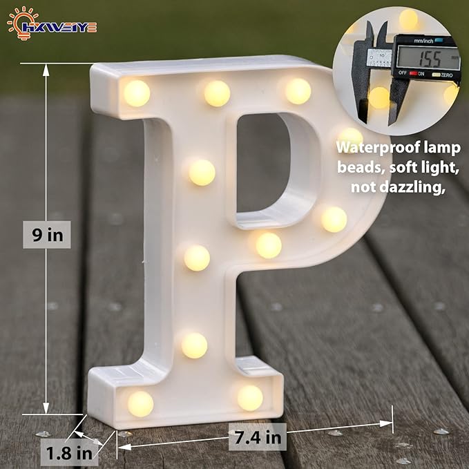 HXWEIYE Light Up Letters P, LED Marquee Letters Sign 26 Alphabet and 10 Number - Image 2