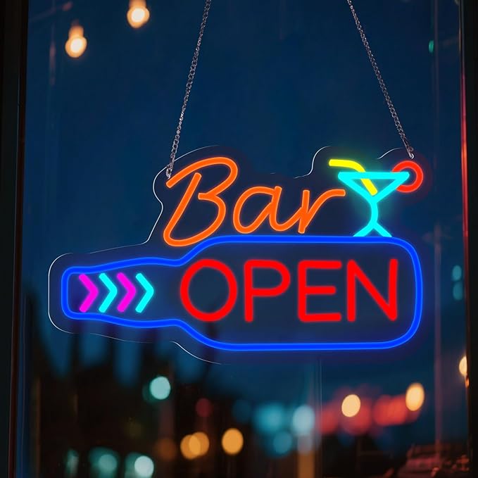 Bar Open Neon Sign, Super Bright 16''x 9'' Dimmable USB Powered LED Open Signs by Unknown