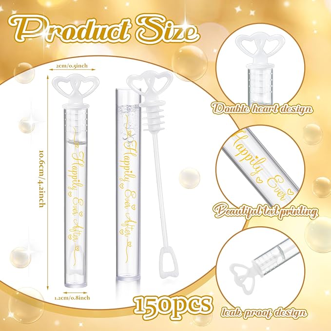 150 Pcs Bubble Wands Bulk for Wedding Party Mini Heart Wand - Image 3