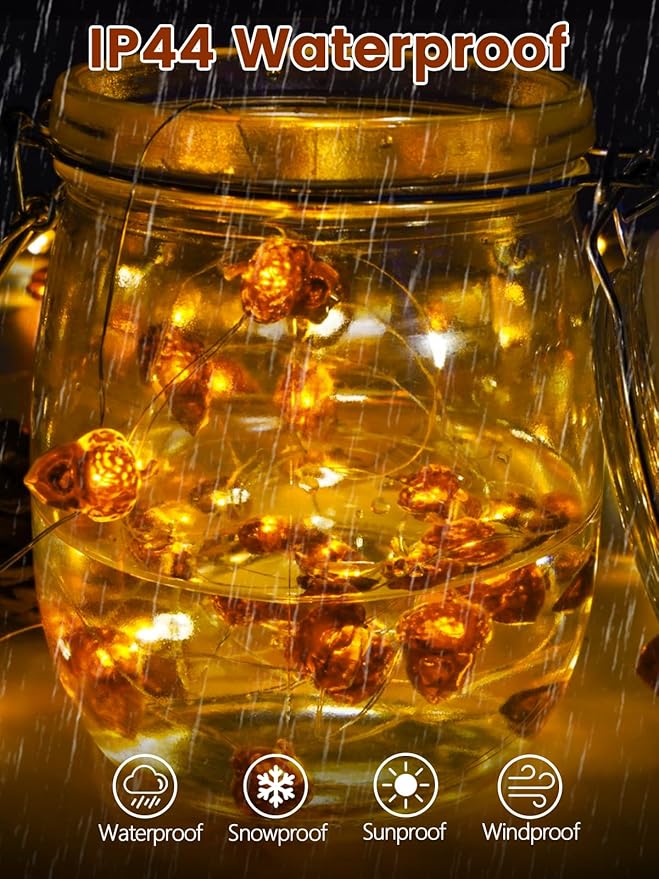 BOSSERN 2 Pack 60LED Thanksgiving Decoration Acorn String Light Battery Operated - Image 4