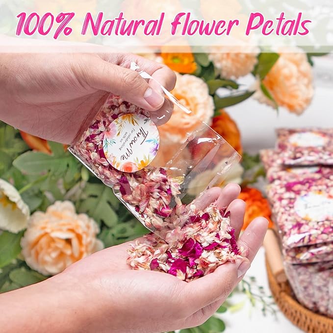 50 Pack Real Dried Rose Flower Petals Biodegradable Confetti, Dried Mix Red - Image 6