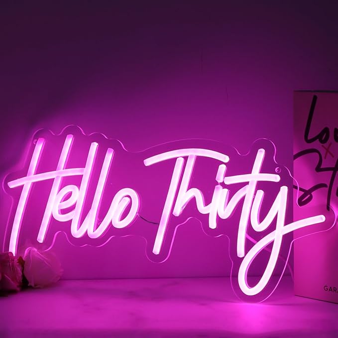 Pink Hello Thirty Neon Sign for Wall - Image 2