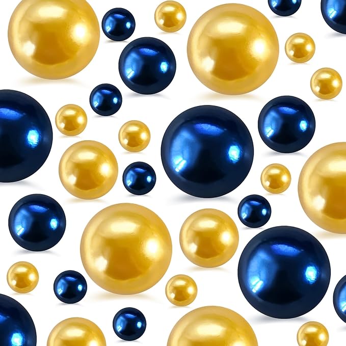 520Pcs Navyblue&Gold Beads for Centerpieces Decor, Artifical Pearls Vase Filler by EGKamhFloatingBeadsPearls