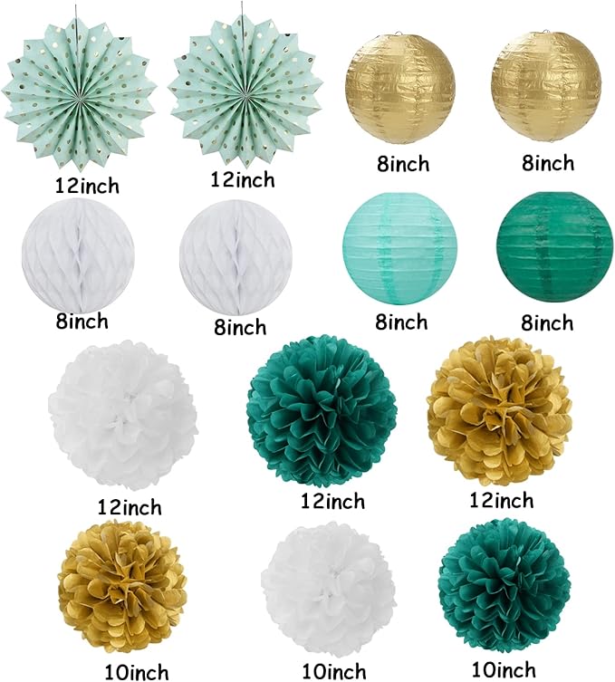Sage-Green Teal-Gold Baby-Shower Party Decorations - Image 2