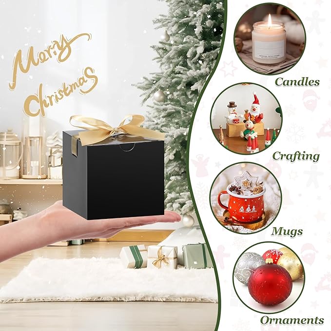 DOYIDE Small Gift Boxes, 20 Pack 5x5x5 Inch Black Elegant Paper Boxes - Image 5