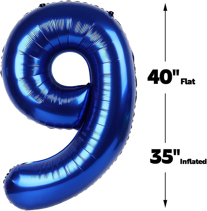 Big Night Blue 40 Inch 9 Balloon Number, Jumbo Giant 9th 19 29 39 49 99 - Image 3