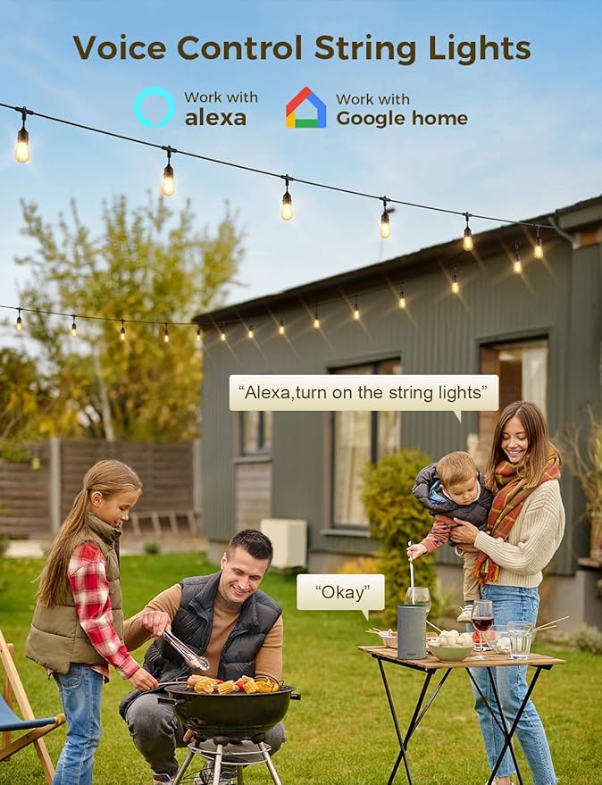 XMCOSY+ Smart Patio Lights 49Ft LED Outdoor String Lights Waterproof IP65 - Image 3