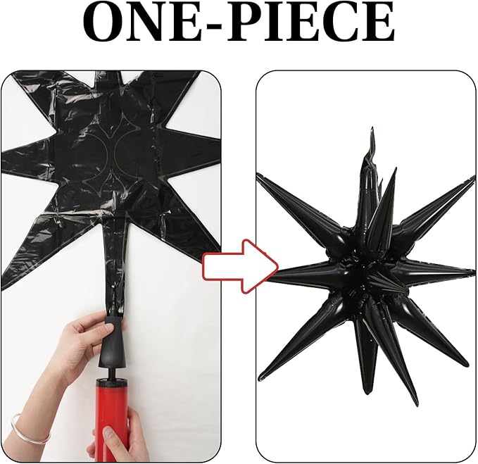 Black Star Balloons 12pcs, 27/22 Inch Foil Star Explosion Balloons, Large Spike - Image 3