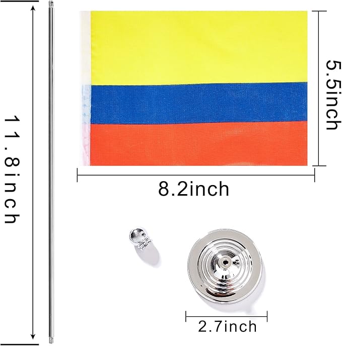 ZXvZYT 2 Pack Colombia flag Colombian Table Flag Small Mini Colombian Desk Flags - Image 2