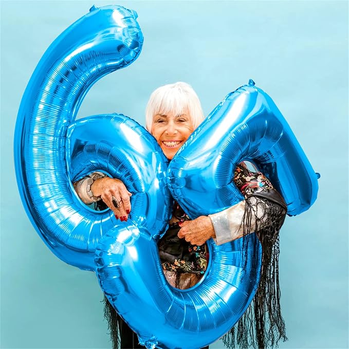 Blue Number Balloons, 40inch Large Number 5 Foil Mylar Helium Balloons - Image 5