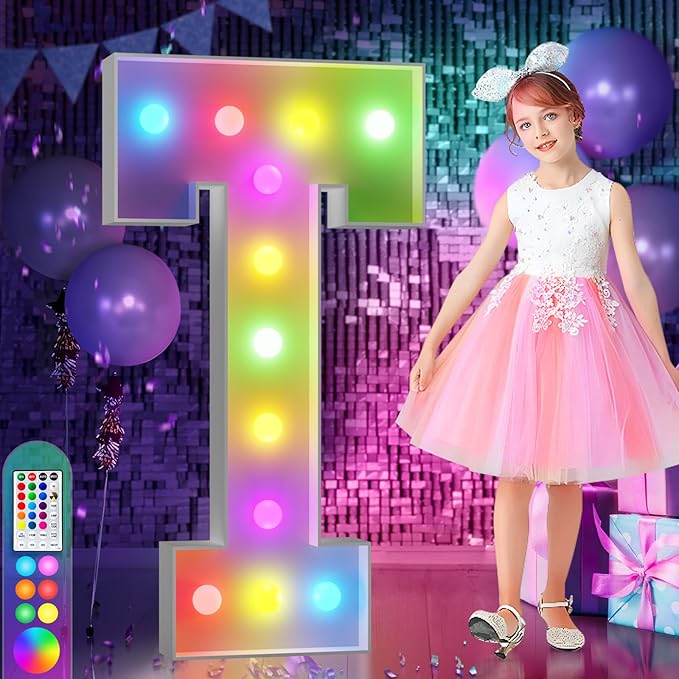 imprsv 4FT Colorful Marquee Light Up Letters T, 18 Colors Large Light up by Letsmakeitimpressive