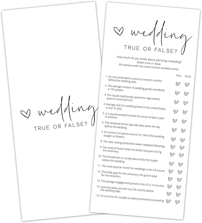 Bridal Shower Games, True or False, Wedding Shower Games by Tsunerrorami