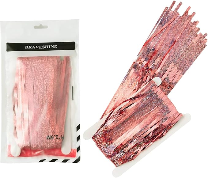 BRAVESHINE Rose-Gold Metallic Tinsel Backdrop - Image 9
