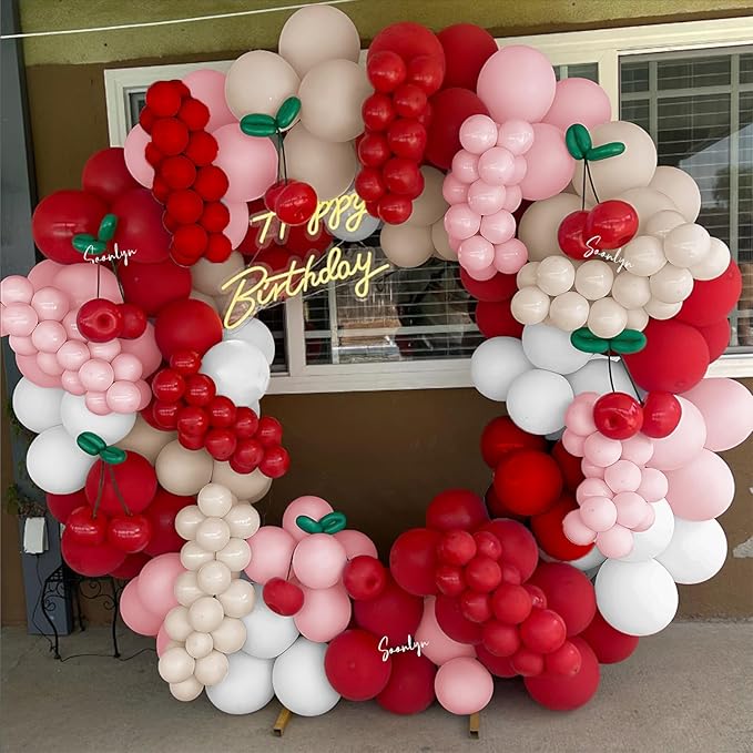 Soonlyn Cherry Balloons Arch kit 200Pcs 12In Cherry Birthday Decorations Red - Image 8
