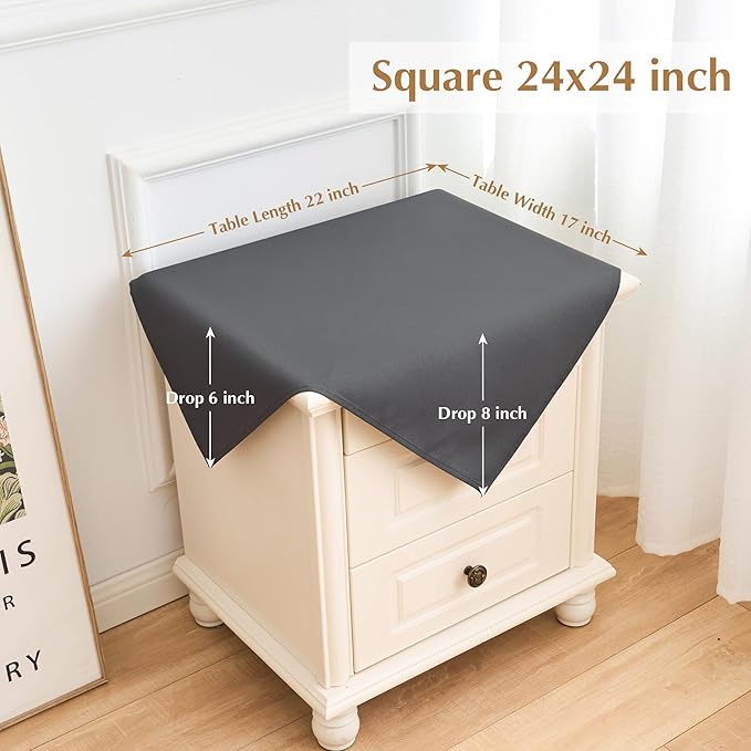 2 Pack Small Square Table Cloth 24X24 Inch Grey Washable Fabric Tablecloth - Image 5