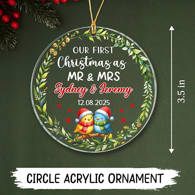 Our First Christmas As Mr & Mrs Ornament 2025, Personalized 1st Christmas As Mr - Image 5