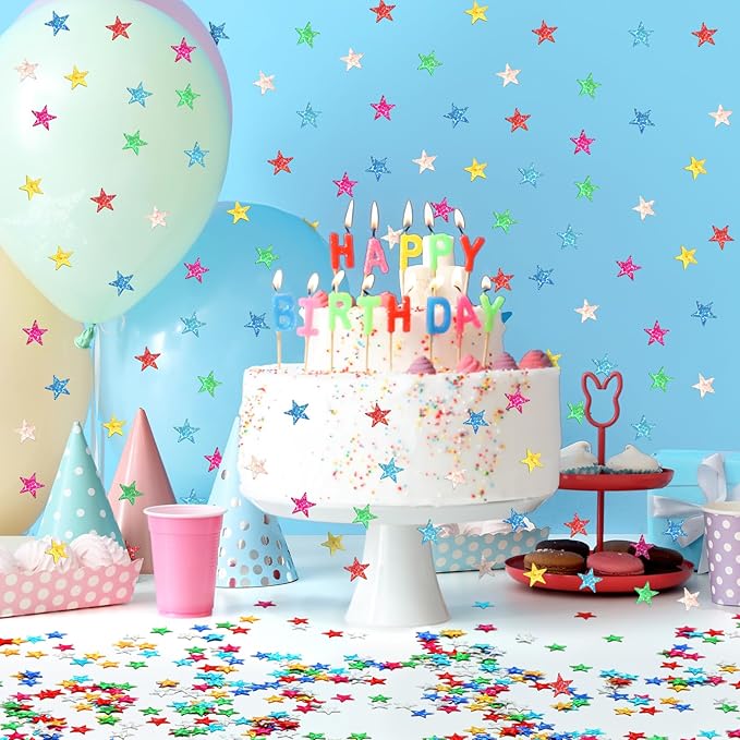 MARFOREVER Rainbow Star Confetti, Glitter Star Confetti Birthday Scatter Table - Image 5