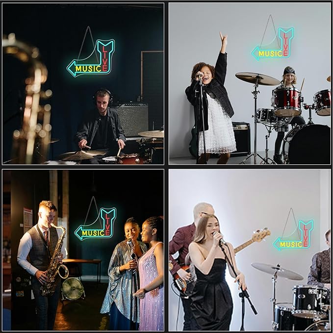 LIVE MUSIC Neon Sign – LED Arrow Neon Light - Image 2