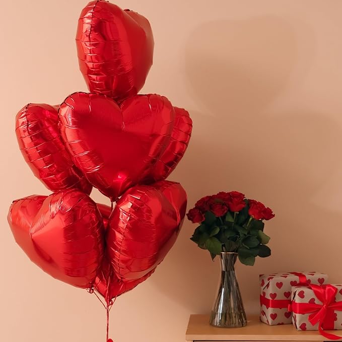 12Pcs Blue Heart Balloons, 18 Inch, Valentine's Day - Image 7