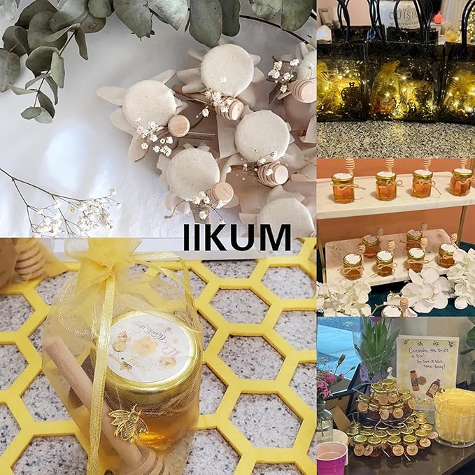 IIKUM 60 Pack 1.5 oz Hexagon Mini Glass Honey Jars - Image 5