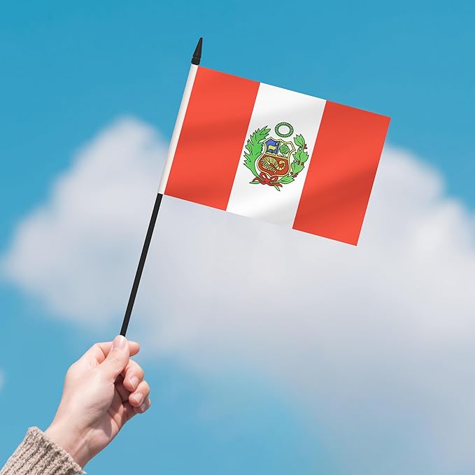 2 Pack Peru Desk Flag Set, Peruvian Desktop Small Miniature Table Office Flag - Image 7