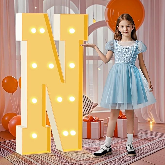 4FT Marquee Letter N, Block Marquee Light Up Letters by HITINO